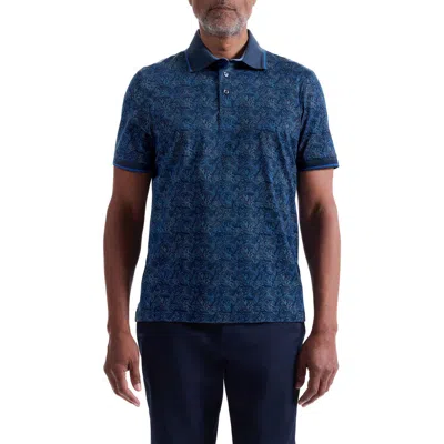 Bugatchi Vance Ooohcotton® Leaf Print Polo In Blue