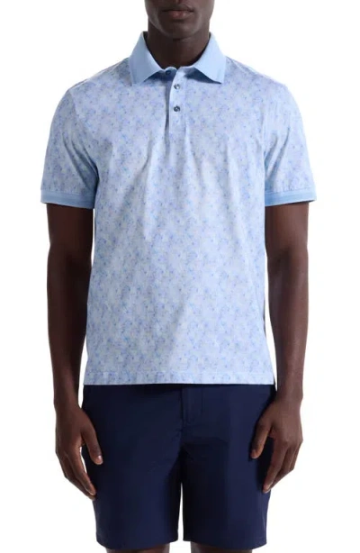 Bugatchi Vance Ooohcotton® Leaf Print Polo In Blue