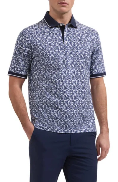 Bugatchi Vance Ooohcotton® Tropical Floral Polo In Blue