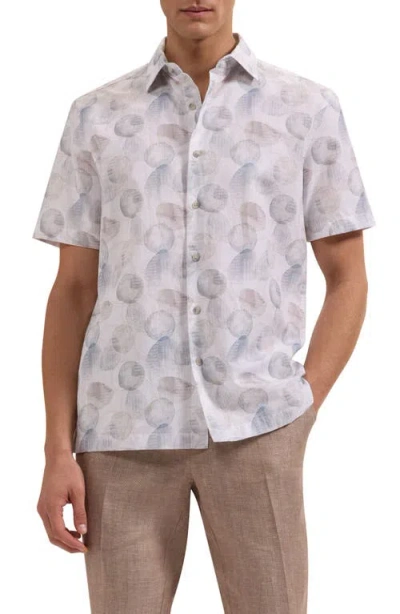 Bugatchi Vero Shaped Fit Abstract Print Short Sleeve Button-up Shirt In Gray