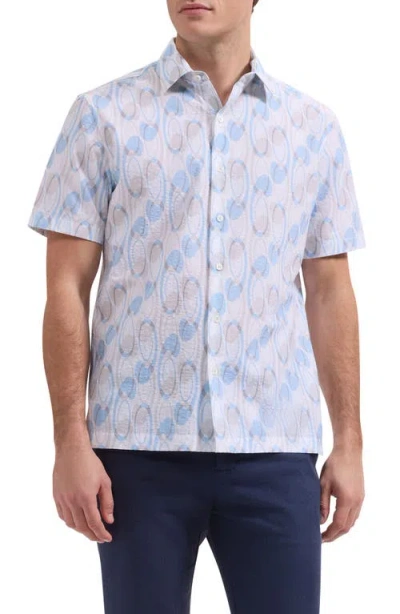 Bugatchi Vero Shaped Fit Geometric Print Short Sleeve Button-up Shirt In Multi