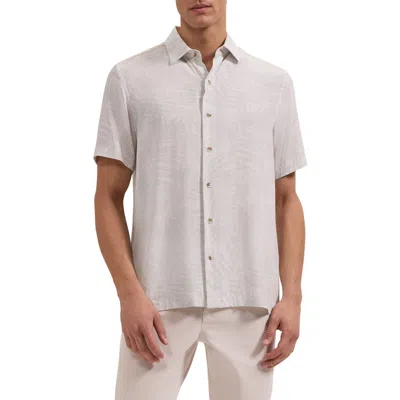 Bugatchi Vero Shaped Fit Microdot Short Sleeve Button-up Shirt In Brown