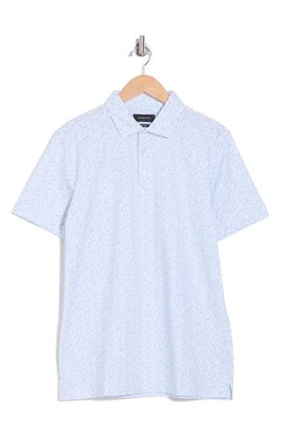 Bugatchi Victor Floral Print Knit Polo In Air Blue