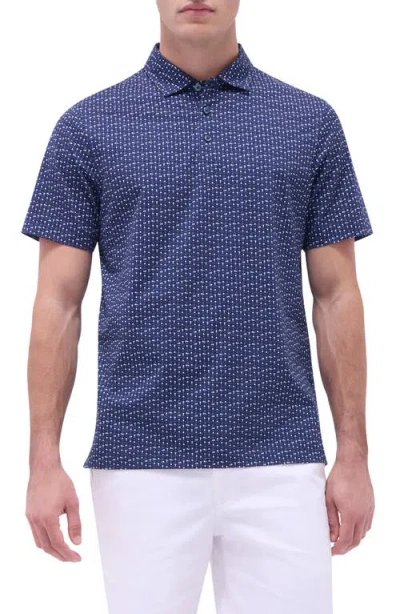 Bugatchi Victor Ooohcotton® Golf Print Polo In Navy