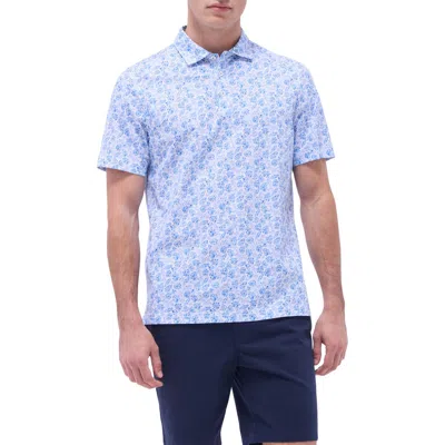 Bugatchi Victor Ooohcotton® Leaf Print Polo In Classic Blue