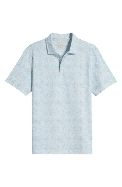 Bugatchi Victor Ooohcotton® Leaf Print Polo In Dusty Blue