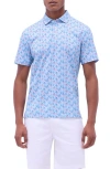 Bugatchi Victor Ooohcotton® Leaf Print Polo In Blue