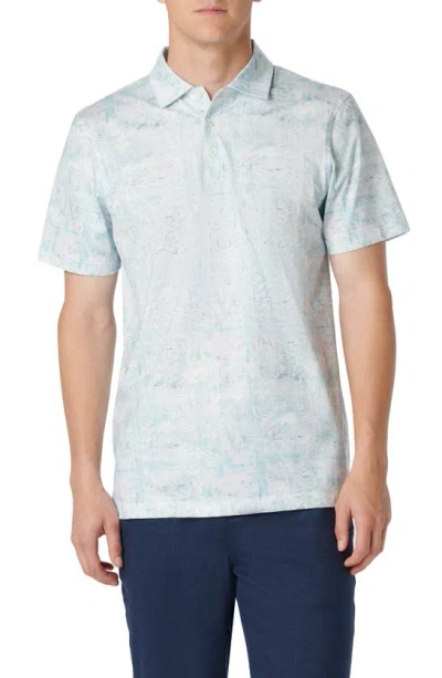 Bugatchi Victor Ooohcotton® Leaf Print Polo In Turquoise