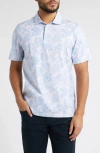 Bugatchi Victor Ooohcotton® Palm Leaf Print Polo In Air Blue