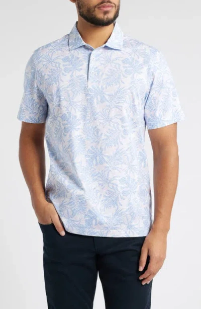 Bugatchi Victor Ooohcotton® Palm Leaf Print Polo In Air Blue