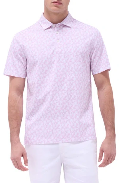 Bugatchi Victor Ooohcotton® Palm Tree Print Polo In Pink