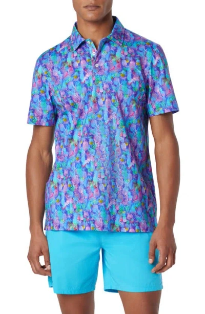 Bugatchi Victor Ooohcotton® Pineapple Print Polo In Classic Blue