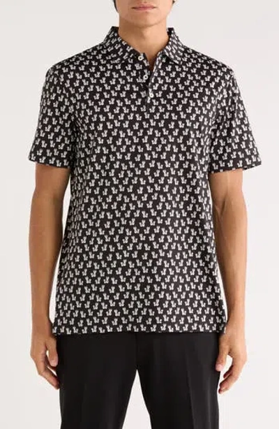 Bugatchi Victor Short Sleeve 8-way Stretch Ooohcotton® Knit Polo In Black