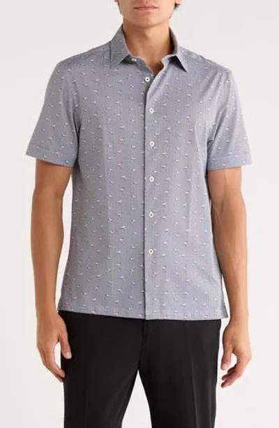 Bugatchi Victor Short Sleeve 8-way Stretch Ooohcotton® Knit Polo In Blue