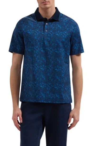 Bugatchi Vidal Ooohcotton® Leaf Print Polo In Blue