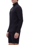 Bugatchi Waffle Knit Quarter Zip Performance Pullover In Black