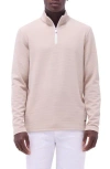 Bugatchi Waffle Knit Quarter Zip Performance Pullover In Sand