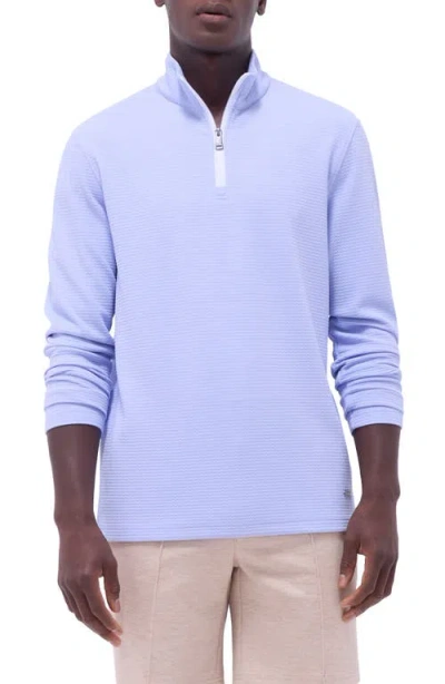 Bugatchi Waffle Knit Quarter Zip Performance Pullover In Sky