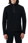 Bugatchi Waffle Knit Quarter Zip Pullover In Black