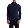 Bugatchi Waffle Quarter Zip Cotton Blend Pullover In Blue