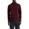 Bugatchi Waffle Quarter Zip Cotton Blend Pullover In Red