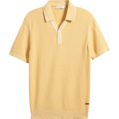 Bugatchi Waffle Stitch Polo Sweater In Yellow