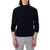 Bugatchi Water Repellent Merino Wool Quarter-zip Pullover In Blue