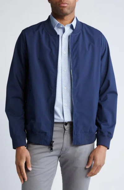 Bugatchi Water Repellent Nylon Bomber Jacket In Navy