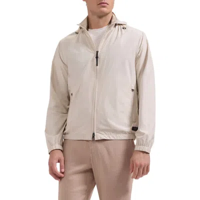 Bugatchi Water Repellent Packable Jacket With Removable Hood In Neutral