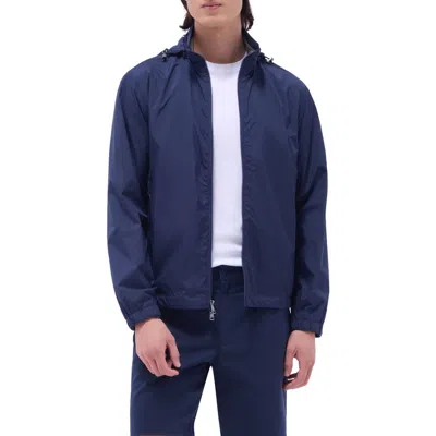 Bugatchi Water Repellent Packable Jacket With Removable Hood In Navy