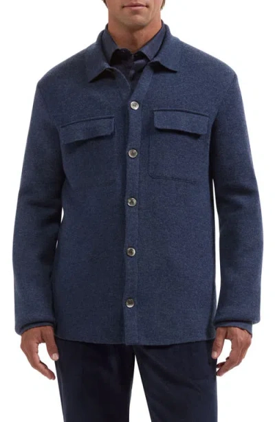 Bugatchi Wool & Cashmere Button-front Cardigan In Blue