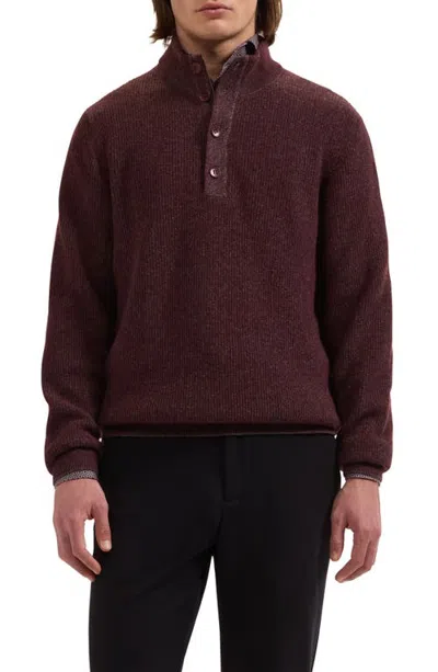 Bugatchi Wool & Cotton Mock Neck Sweater In Brown