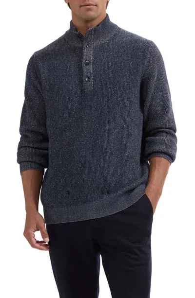 Bugatchi Wool & Cotton Mock Neck Sweater In Navy
