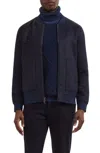 Bugatchi Wool Blend Bomber Jacket In Blue