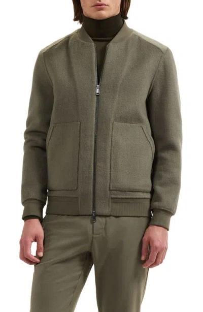 Bugatchi Wool Blend Bomber Jacket In Green