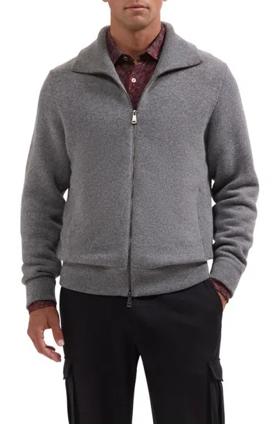 Bugatchi Wool Blend Full Zip Sweater Jacket In Graphite