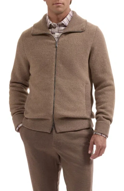 Bugatchi Wool Blend Full Zip Sweater Jacket In Brown