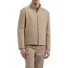 Bugatchi Wool Blend Mock Neck Zip Jacket In Neutral