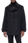Bugatchi Wool Blend Peacoat With Removable Bib In Black