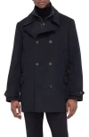 Bugatchi Wool Blend Peacoat With Removable Bib In Black