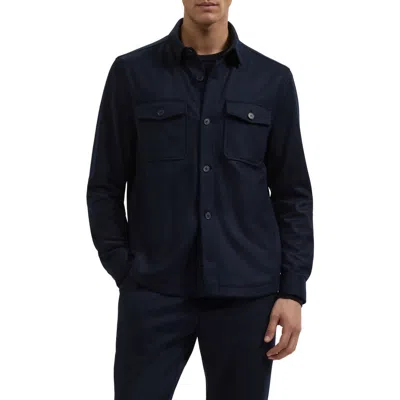 Bugatchi Wool Blend Shirt Jacket In Blue
