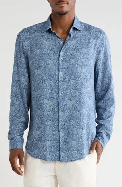 Bugatchi Woven Button Up Shirt In Blue