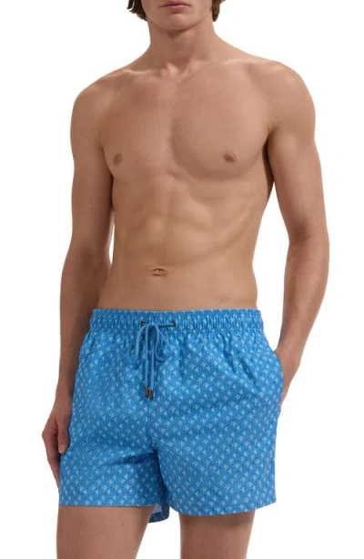 Bugatchi Zane Fish Print Swim Trunks In Blue
