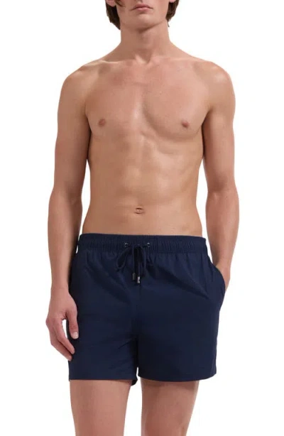 Bugatchi Zane Mid Length Print Swim Trunks In Blue