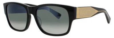 Bugatti 12 Acetate Unisex Sunglasses 56-17-148 With Case In Bk - Black / Green Gradient