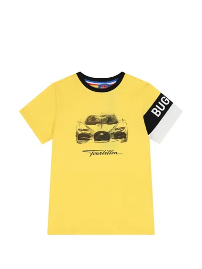 Bugatti Kids' Car-print Cotton T-shirt In Yellow