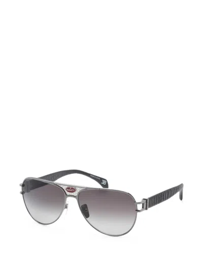 Bugatti Croc-effect Pilot Sunglasses In Gray