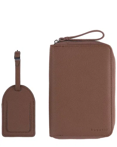 Bugatti Gift Giving Passport Holder & Luggage Tag In Brown