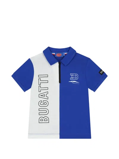 Bugatti Kids' Half-zip Short-sleeve Polo Shirt In Blue