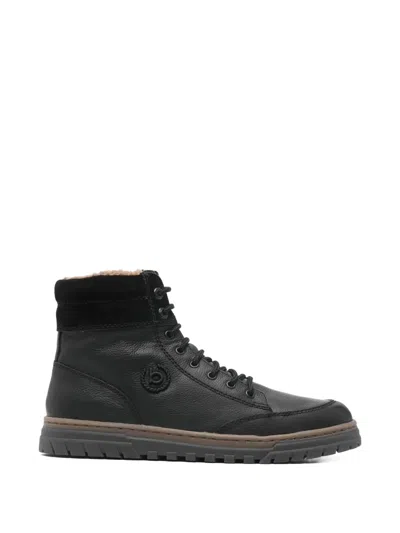 Bugatti Lace-up Panelled Booties In Black